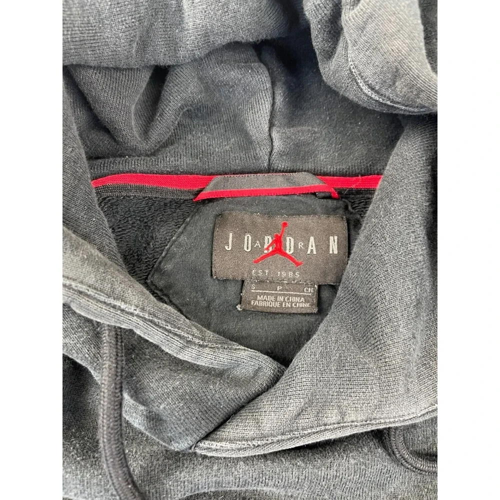 Jordan Hoodie Men Small Black Washed Terry Cotton Sweatshirt Casual Training Gym